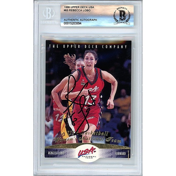 Rebecca Lobo Team USA Signed 1996 Upper Deck Basketball Card Beckett Authentic - Picture 1 of 4